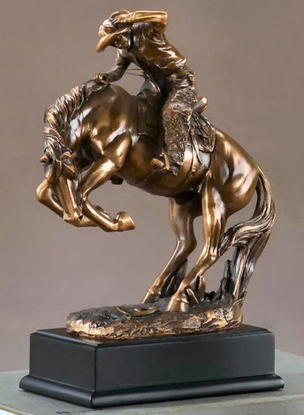 Cowboy Breaking Stallion Sculpture Wild West Figurine Artwork Decor